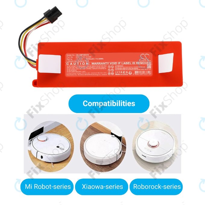 Xiaomi Roborock E-series, Q-series, S-series - Akku Batterie BRR-2P4S-5200 Li-Ion 14.4V 5200mAh HQ