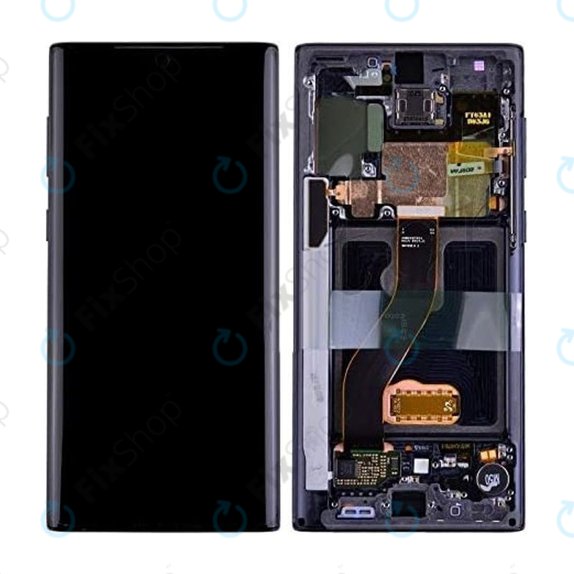Samsung Galaxy Note 10 - LCD Display + Touchscreen Front Glas + Rahmen (Black) OLED