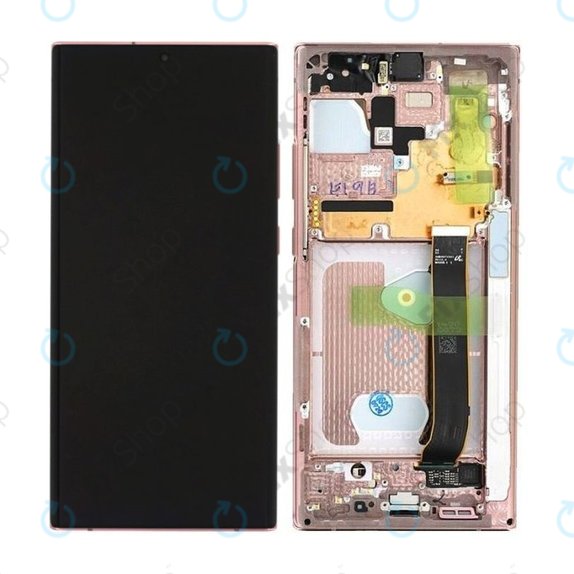 Samsung Galaxy Note 20 Ultra N986B - LCD Display + Touchscreen Front Glas + Rahmen (Mystic Bronze) - GH82-23596D, GH82-23511D, GH82-23621D, GH82-23622D, GH82-23597D, GH82-31459D Genuine Service Pack