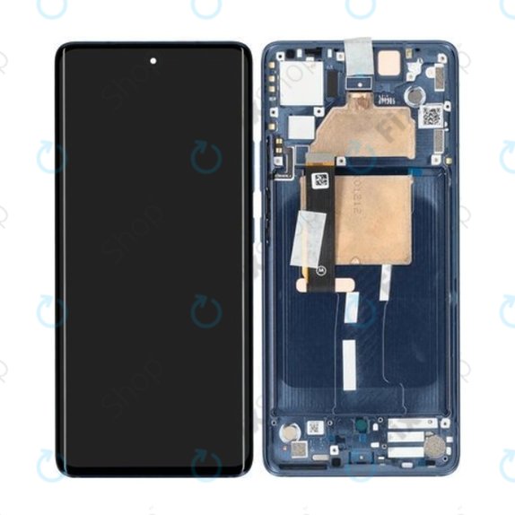 Motorola Edge 30 Fusion - LCD Display + Touchscreen Front Glas + Rahmen (Neptune Blue) - 5D68C21190 Genuine Service Pack