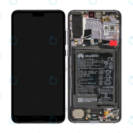 Huawei P20 Pro CLT-L29, CLT-L09 - LCD Display + Touchscreen Front Glas + Rahmen + Akku Batterie (Twilight) - 02351WTU Genuine Service Pack