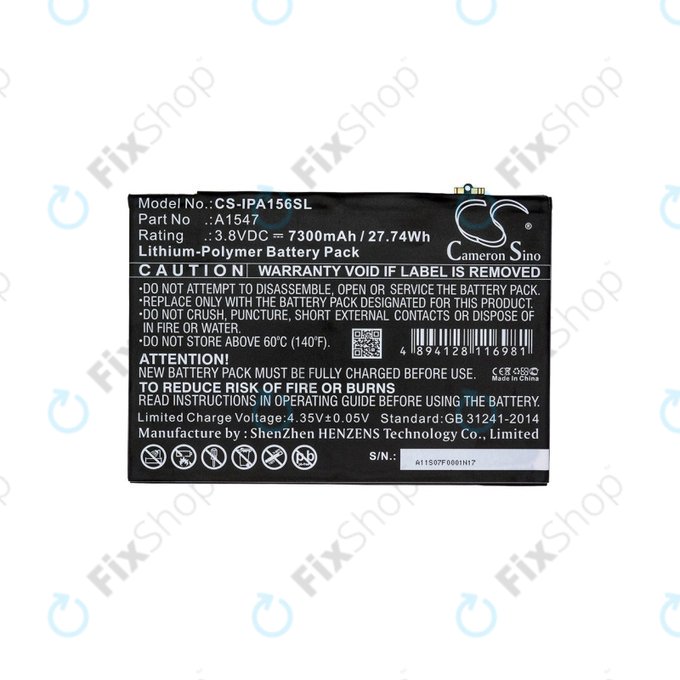 Apple iPad Air 2, iPad (6th Gen 2018) - Akku Batterie A1547 7300mAh HQ
