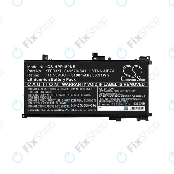 Batterie für HP Omen 15, Pavilion 15, WASD 15, 5100mAh, Li-Ion, 11.55V, TE03XL, HQ