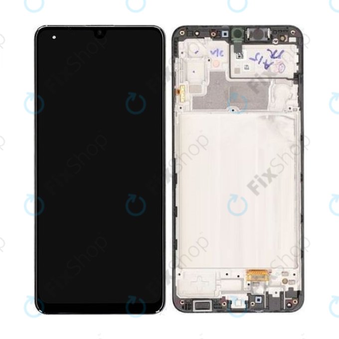 Samsung Galaxy M32 M325F - LCD Display + Touchscreen Front Glas + Rahmen (Black) - GH82-25981A, GH82-26193A Genuine Service Pack