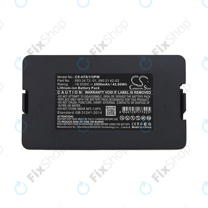 Akku batterie für Flymo Easilife 800, Gardena Sileno Life 1250, Husqvarna Automower 520, 2500mAh, Li-Ion, 18V, 593 24 72-01, HQ
