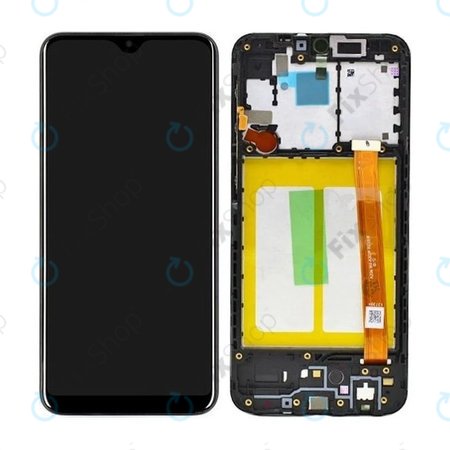 Samsung Galaxy A20e A202F - LCD Display + Touchscreen Front Glas + Rahmen (Black) - GH82-20229A, GH82-20186A Genuine Service Pack