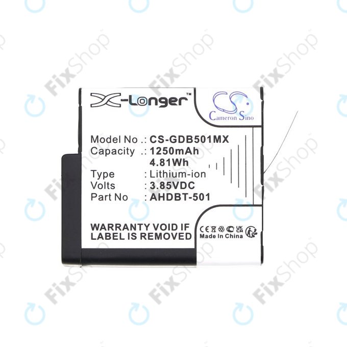 Akku batterie für Gopro Hero 8, Hero 6, 1250mAh, Li-Ion, 3.85V, AHDBT-501, HQ