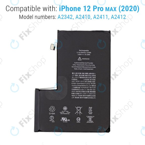Akku Batterie für iPhone 12 Pro Max, 3687mAh