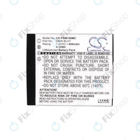 Batterie für Panasonic Lumix DMC, 600mAh, Li-Ion, 7.2V, DMW-BLH7, HQ