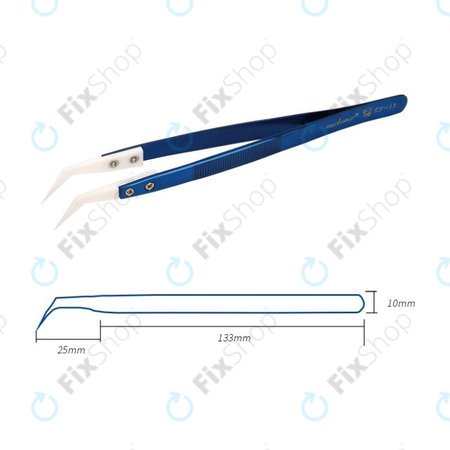Mechanic CF-17 - Hitzebeständige Keramikpinzette mit gebogener Spitze