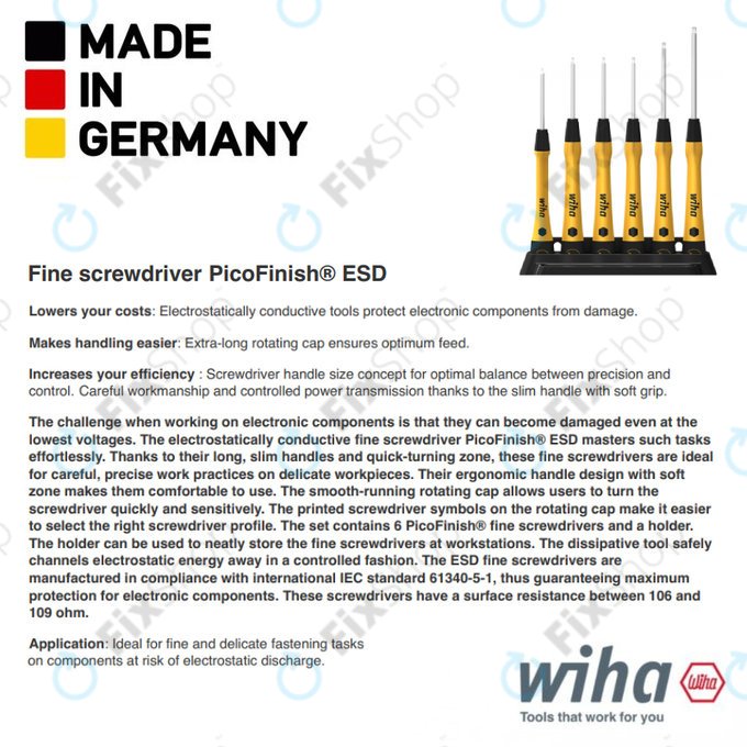 Wiha PicoFinish® ESD 271P - Präzisionsschraubendreher - Phillips PH00 (2,0mm)