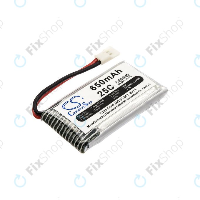 Akku batterie für Hubsan X4 H107, 650mAh, Li-Pol, 3.7V, H107C-A24, HQ