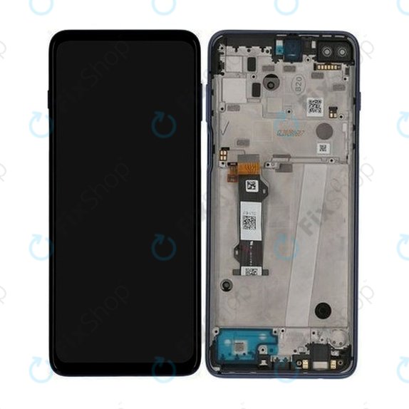 Motorola Moto G 5G Plus XT2075 - LCD Display + Touchscreen Front Glas + Rahmen (Surfing Blue) - 5D68C16996 Genuine Service Pack