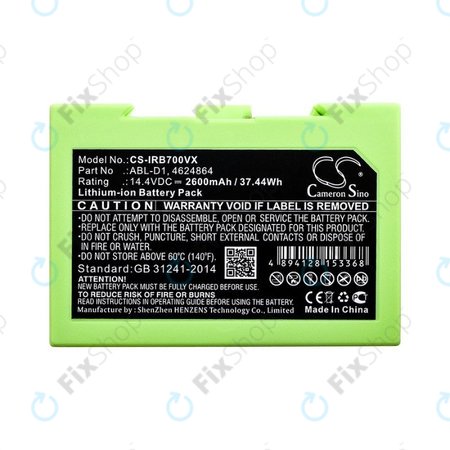 iRobot Roomba e-series, i-series - Akku Batterie ABL-D1, 4624864, ABL-D2 Li-Ion 14.4V 2600mAh HQ