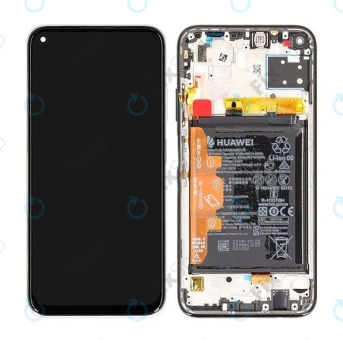 Huawei P40 lite - LCD Display + Touchscreen Front Glas + Rahmen + Akku Batterie (Breathing Crystal) - 02353KFV Genuine Service Pack