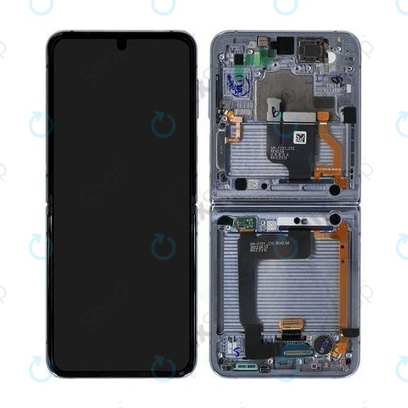Samsung Galaxy Z Flip 4 F721B - LCD Display + Touchscreen Front Glas + Rahmen (Blue) - GH82-29440D, GH82-30238D, GH82-30239D, GH82-29441D Genuine Service Pack