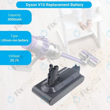 Dyson V10 - Akku Batterie 969352-02, SV12, 206340 Li-Ion 25.2V 3000mAh HQ