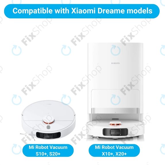Ersatzteilset für Xiaomi Mi Robot Vacuum S20+, S10+, X20+, X10+ (1x Hauptbürste, 2x Filter, 2x Seitenbürste – weiß)