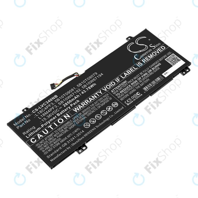 Akku batterie für Lenovo Ideapad C340, Ideapad Flex, 2850mAh, Li-Pol, 15.36V, L18C4PF3, HQ