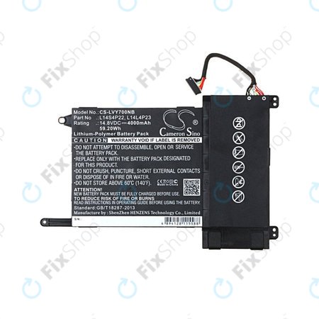 Batterie für Lenovo Eraser Y700, IdeaPad Y700, 4000mAh, Li-Pol, 14.8V, L14S4P22, HQ