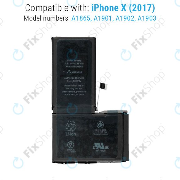 Akku Batterie für iPhone X, 2716mAh