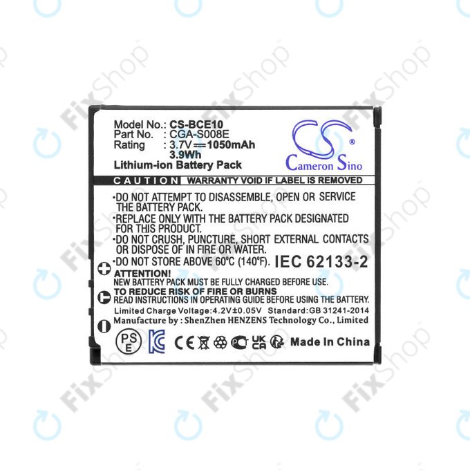 Batterie für Panasonic Lumix DMC, 1050mAh, Li-Ion, 3.7V, DMW-BCE10, HQ