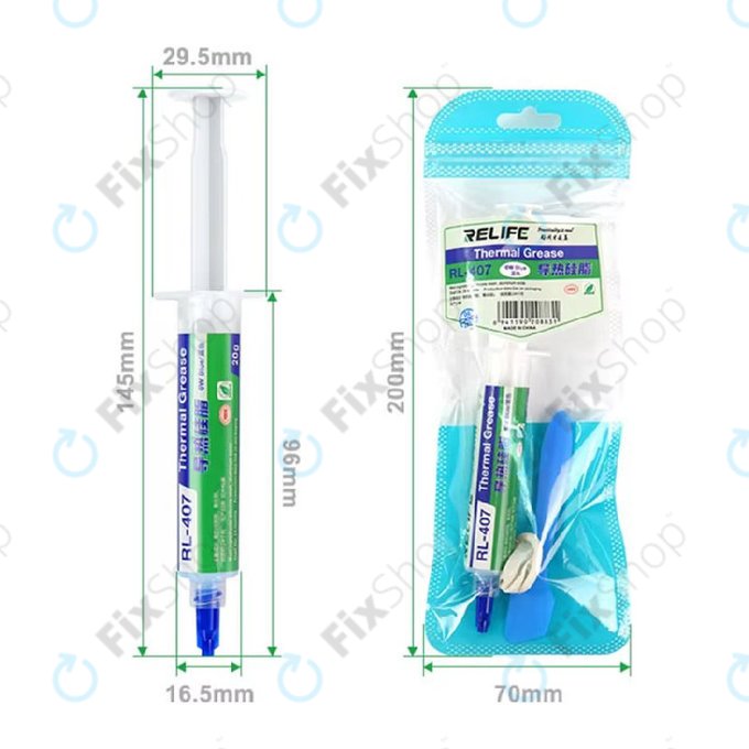 Silikon-Wärmeleitpaste Relife RL-407, 6 W/mK, 20g, blau