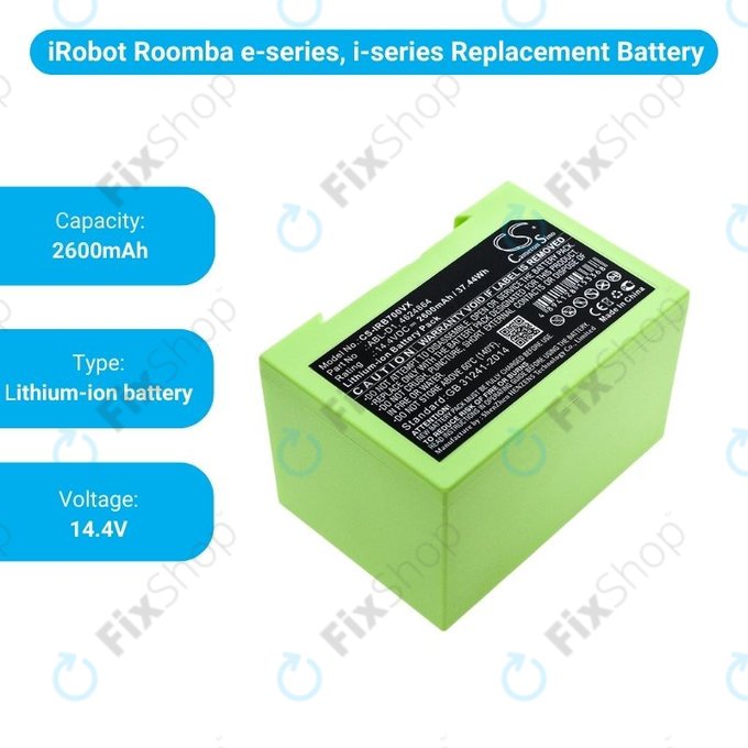 iRobot Roomba e-series, i-series - Akku Batterie ABL-D1, 4624864, ABL-D2 Li-Ion 14.4V 2600mAh HQ