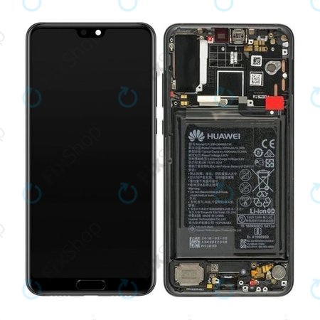 Huawei P20 Pro CLT-L29, CLT-L09 - LCD Display + Touchscreen Front Glas + Rahmen + Akku Batterie (Black) - 02351WQK Genuine Service Pack