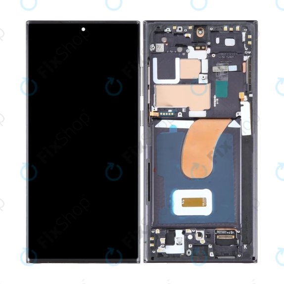 Samsung Galaxy S23 Ultra S918B - LCD Display + Touchscreen Front Glas + Rahmen (Phantom Black) OLED