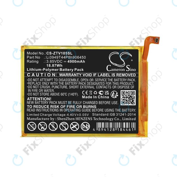 Akku batterie für ZTE Blade V Smart, V30 Vita, 4900mAh, Li-Pol, 3.85V, Li3949T44P8h906450, HQ