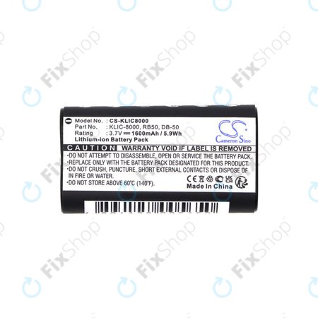 Batterie für Jay-Tech Jay-Cam I4800, Kodak Easyshare Z1012, 1600mAh, Li-Ion, 3.7V, KLIC-8000, HQ