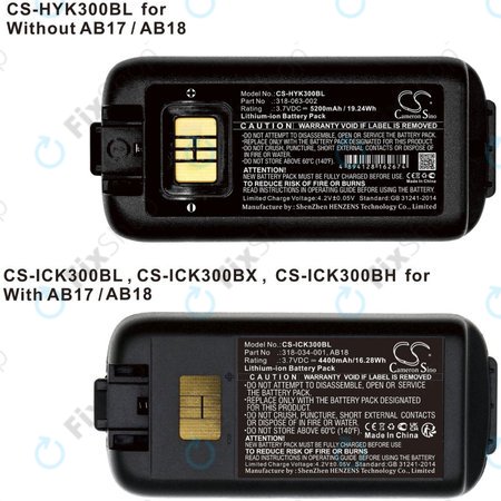 Batterie für Intermec CK3, CK3A, CK3X, CK3R, CK3C, CK3C1, CK3N, 5200mAh, Li-Ion, 3.7V, 318-034-001, HQ