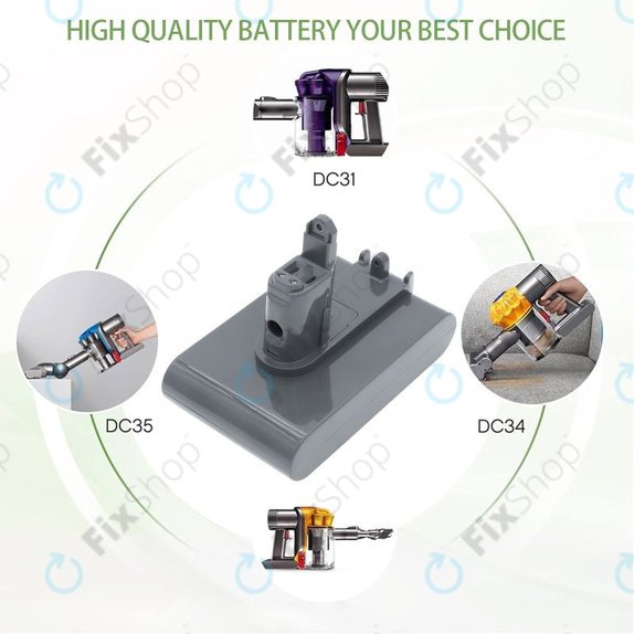 Akku batterie für Dyson DC31, DC34, DC35, DC44, DC56, 2500mAh, Li-Ion, 22.8V, 965557-03, HQ