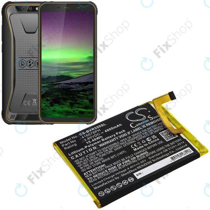 Batterie für Blackview BV5500, 4000mAh, Li-Pol, 3.85V, 416078PH, HQ