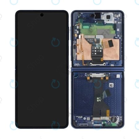 Samsung Galaxy Z Flip 7 F766B - LCD Display + Touchscreen Front Glas + Rahmen (Blue Shadow) - GH82-37581A Genuine Service Pack