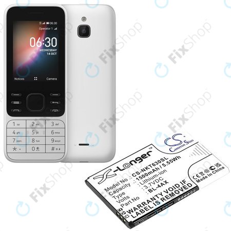 Akku batterie für Nokia 6300 4G, Nokia 8000 4G, 1500mAh, Li-Ion, 3.7V, BL-4AX, HQ