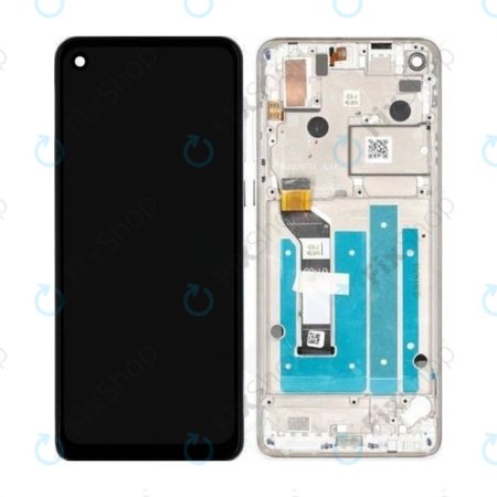 Motorola One Action XT2013 - LCD Display + Touchscreen Front Glas + Rahmen (Pearl White) - 5D68C14738 Genuine Service Pack