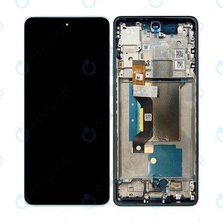 Motorola Edge 60 Fusion - LCD Display + Touchscreen Front Glas + Rahmen (Amazonite) - 5D68C29879 Genuine Service Pack
