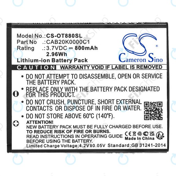 Batterie für Alcatel Onetouch, 800mAh, Li-ion, 3.7V, BTR510AB, HQ