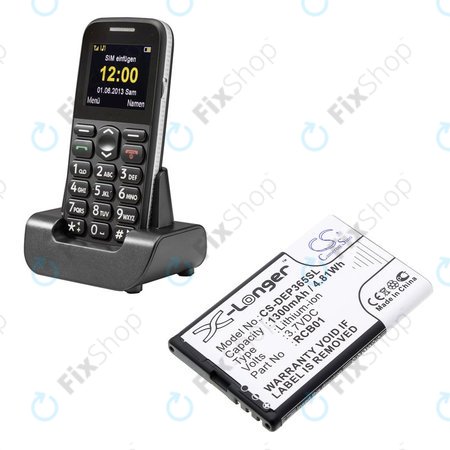 Akku batterie für Doro Primo 365, 1300mAh, Li-Ion, 3.7V, RCB01, HQ