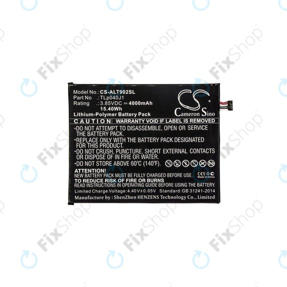 Batterie für Alcatel 8082, Alcatel 9024w, 4000mAh, Li-Pol, 3.85V, TLp040J1, HQ