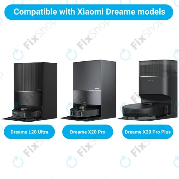 Ersatzteilset für Xiaomi Dreame L20 Ultra, X20 Pro, X20 Pro Plus (1x Hauptbürste, 2x Filter, 2x Seitenbürste – schwarz, 4x Wischtuch, 2x Staubbeutel)