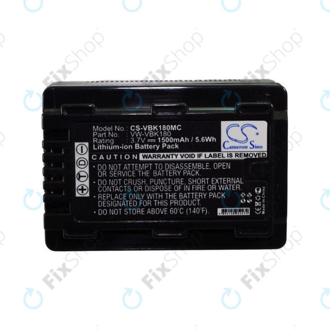 Batterie für Panasonic HDC, HC a SDR, 1500mAh, Li-Ion, 3.7V, VW-VBK180, HQ