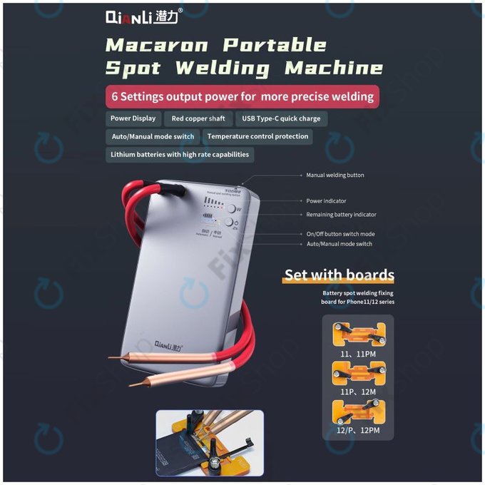 QianLi Macaron - Mikro-Punktschweißgerät-Set für Akku-Flex-Reparatur (iPhone 11 - 12 Pro Max)