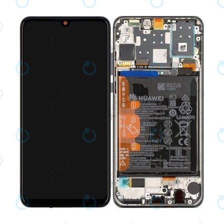 Huawei P30 Lite - LCD Display + Touchscreen Front Glas + Rahmen + Akku Batterie (Midnight Black) - 02352RPW Genuine Service Pack