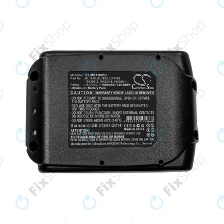 Makita 18V - Akku Batterie BL1830, BL1835, LXT400,194205-3, 194204-5, 194309-1 Li-Ion 18.0V 7500mAh HQ