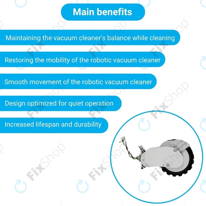 Xiaomi Robot Vacuum X20, S10, Dreame X30, X20, X10 Pro - Rad mit Motor (Links) (Weiß)