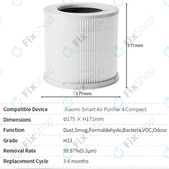 Xiaomi Smart Air Purifier 4 Compact - HEPA-Filter (Aktivkohle) (White)