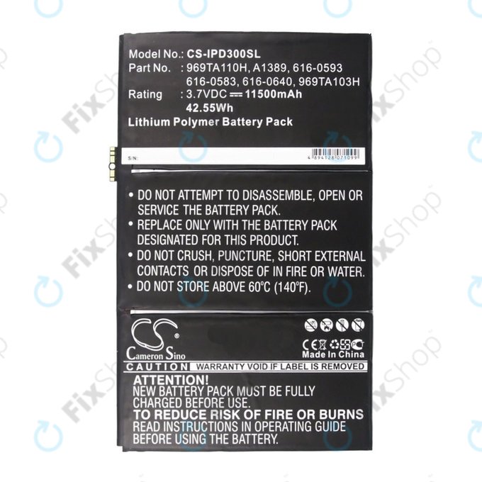 Apple iPad 3, iPad 4 - Akku Batterie 969TA110H, A1389, 616-0593 11500mAh HQ